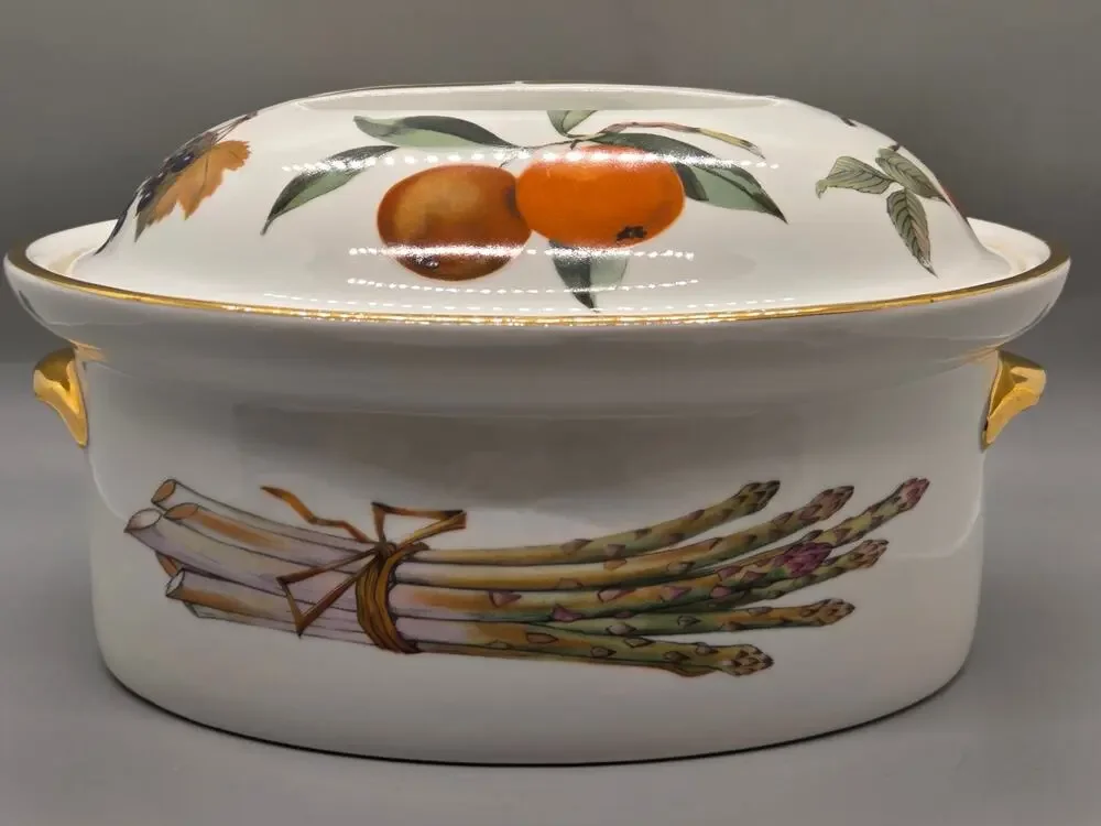 Vintage Royal Worcester Evesham Gold Oval Covered Casserole Dish